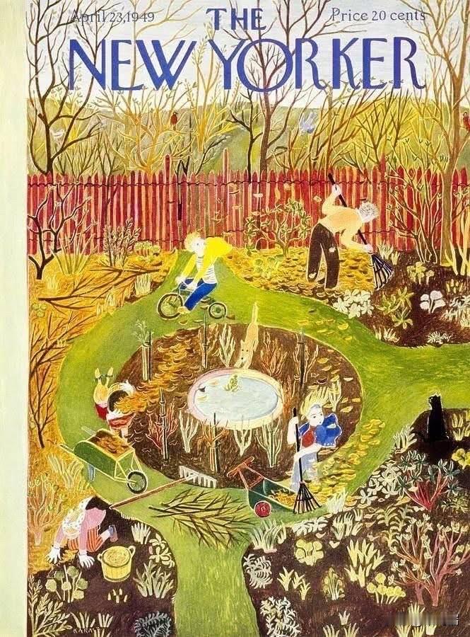 这是一张《纽约客》（TheNewYorker）杂志的经典封面插画。封面基