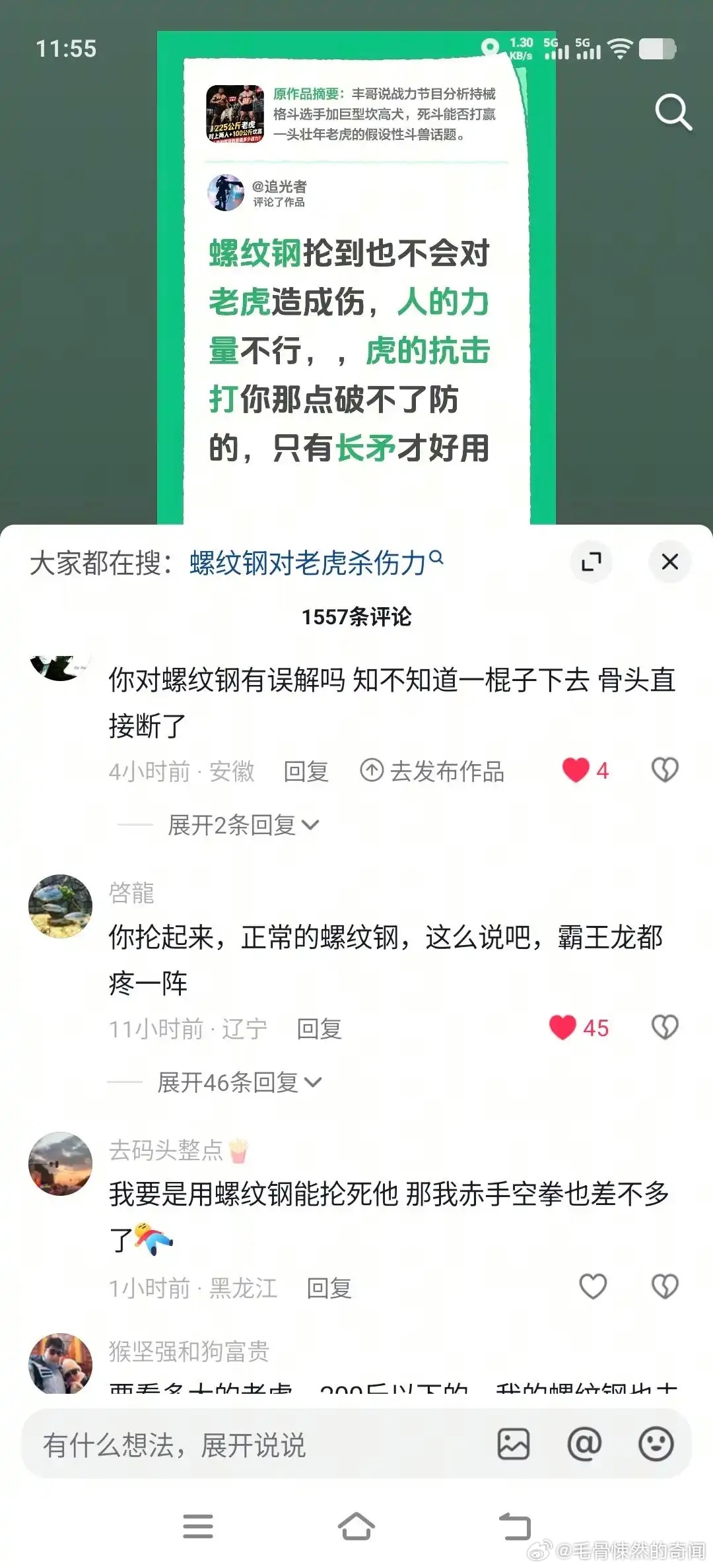 螺纹钢，挥起来一棍子下去，应该伤不到老虎吧​​​