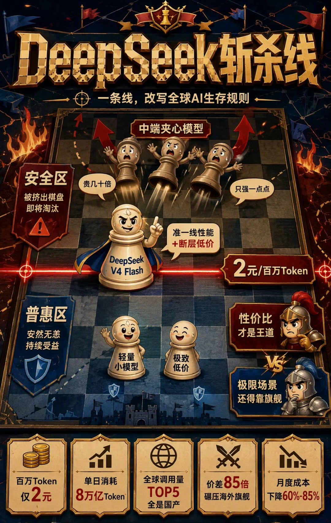 DeepSeek斩杀线“斩杀线”——游戏里血量低于阈值就会被一击必杀。如今这个
