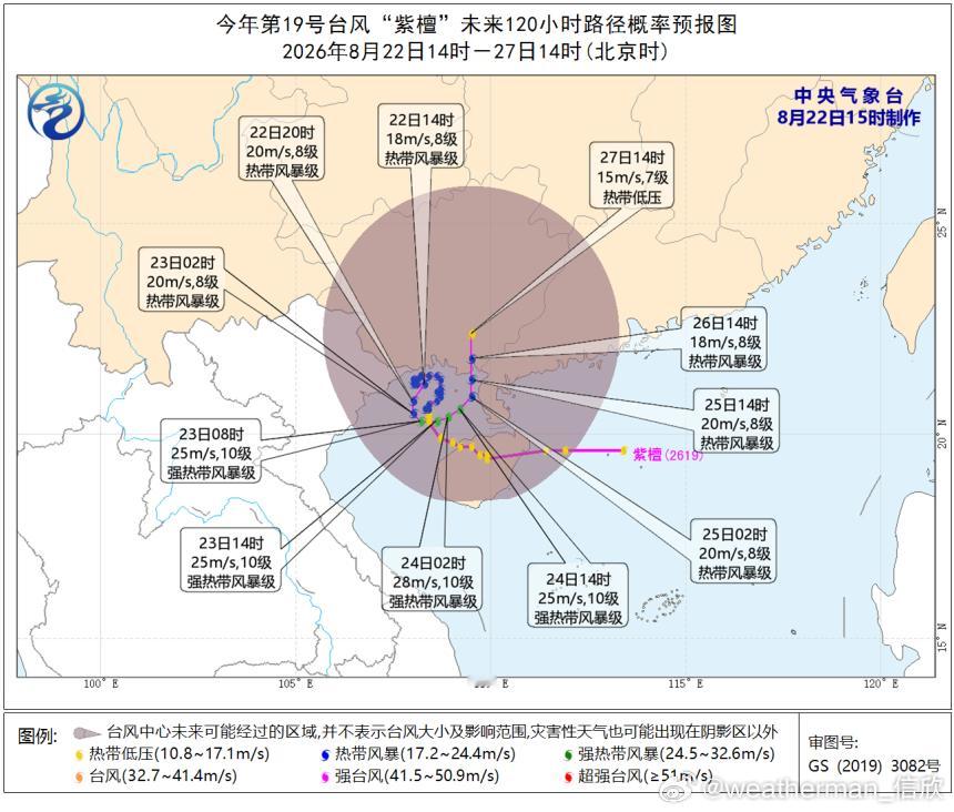 台风紫檀从云图看，台风紫檀的核心对流已经上了越南，但地面中心还在北部湾上，说明