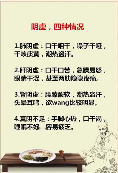 阴虚，四种情况