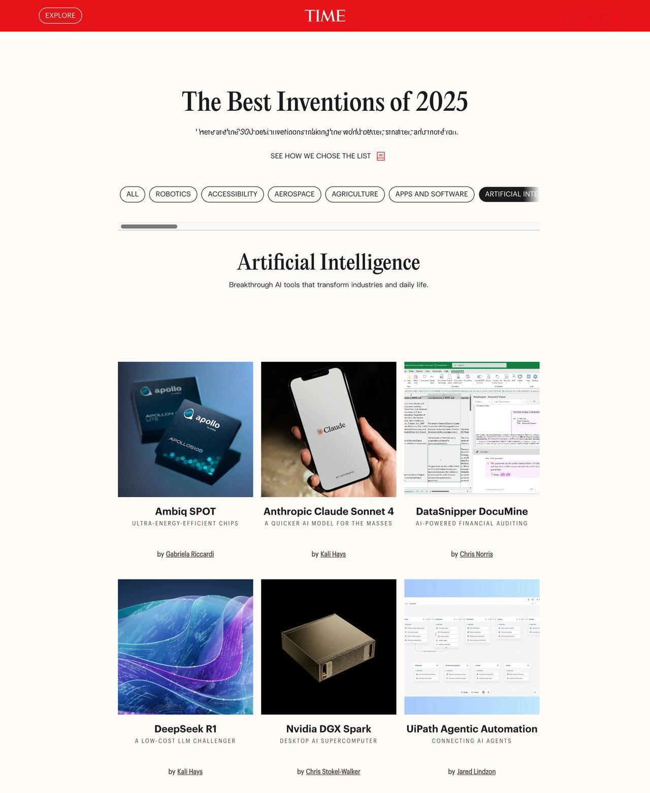 《时代》杂志公布年度最佳发明公布：DeepSeekR1、AirPodsPro