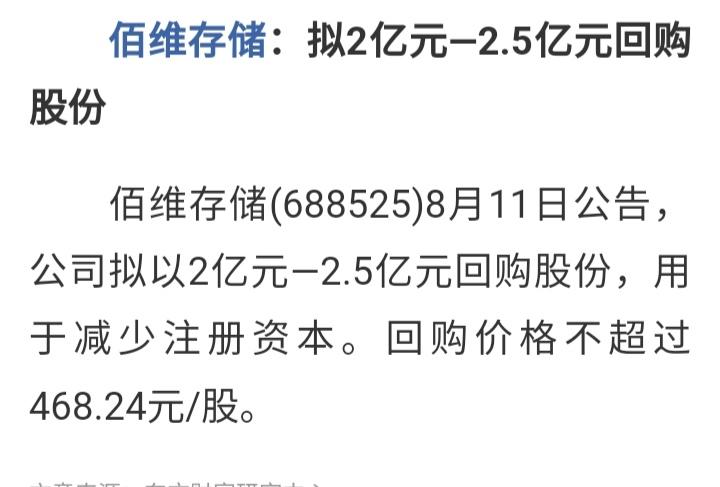 终于有科技股发布股份回购且注销的公告了！这是科技股中的第一个吗？佰维存储8月1