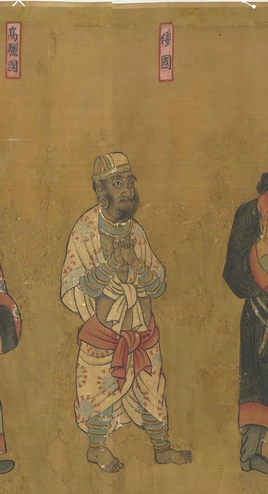 外国网友在X平台上分享了几张图火了中国唐代古画中日本人的形象，这个和现在完全不