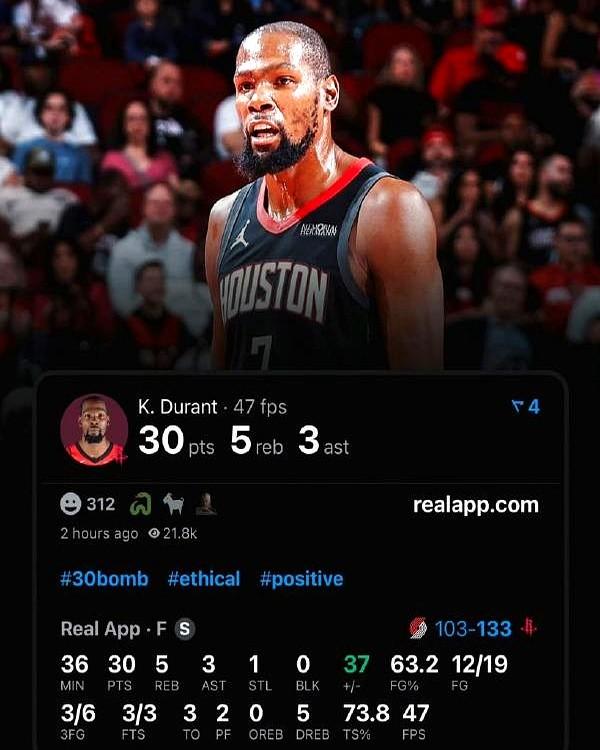 火箭队打出了今年最有希望的表现，员工具有了明显的突破。申京在对阵开拓者时砍下