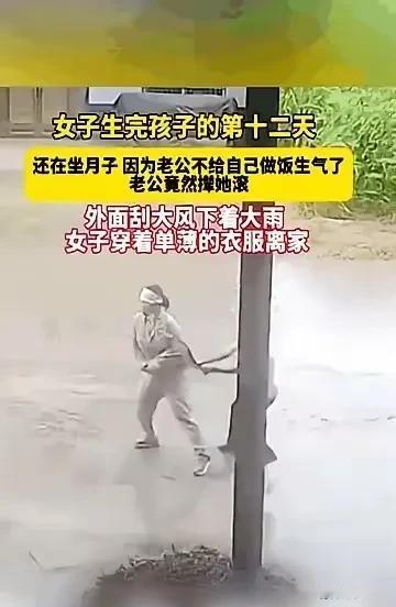 河南商丘一位刚生产12天的妈妈,因丈夫不做饭还甩出一个“滚”字,披着薄月子服顶风
