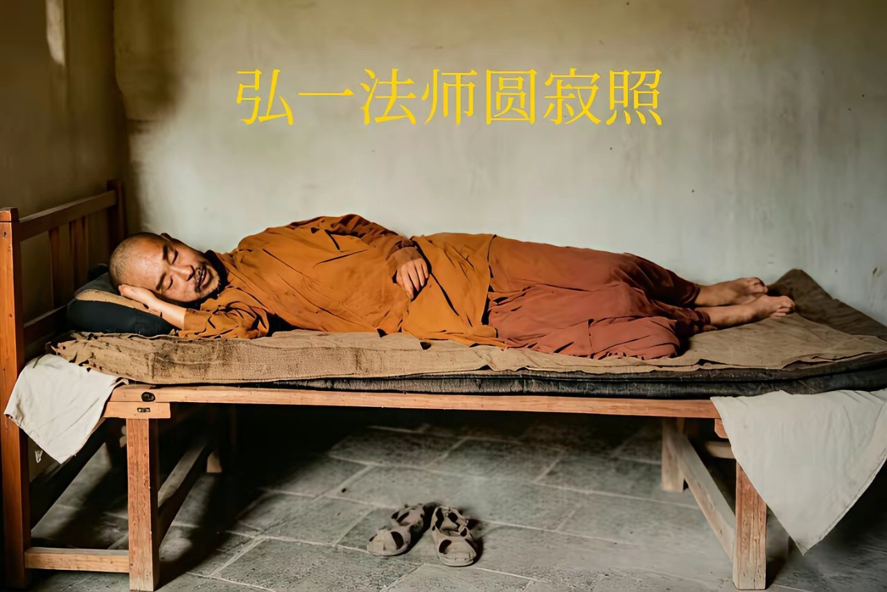 弘一法师圆寂后的情景。