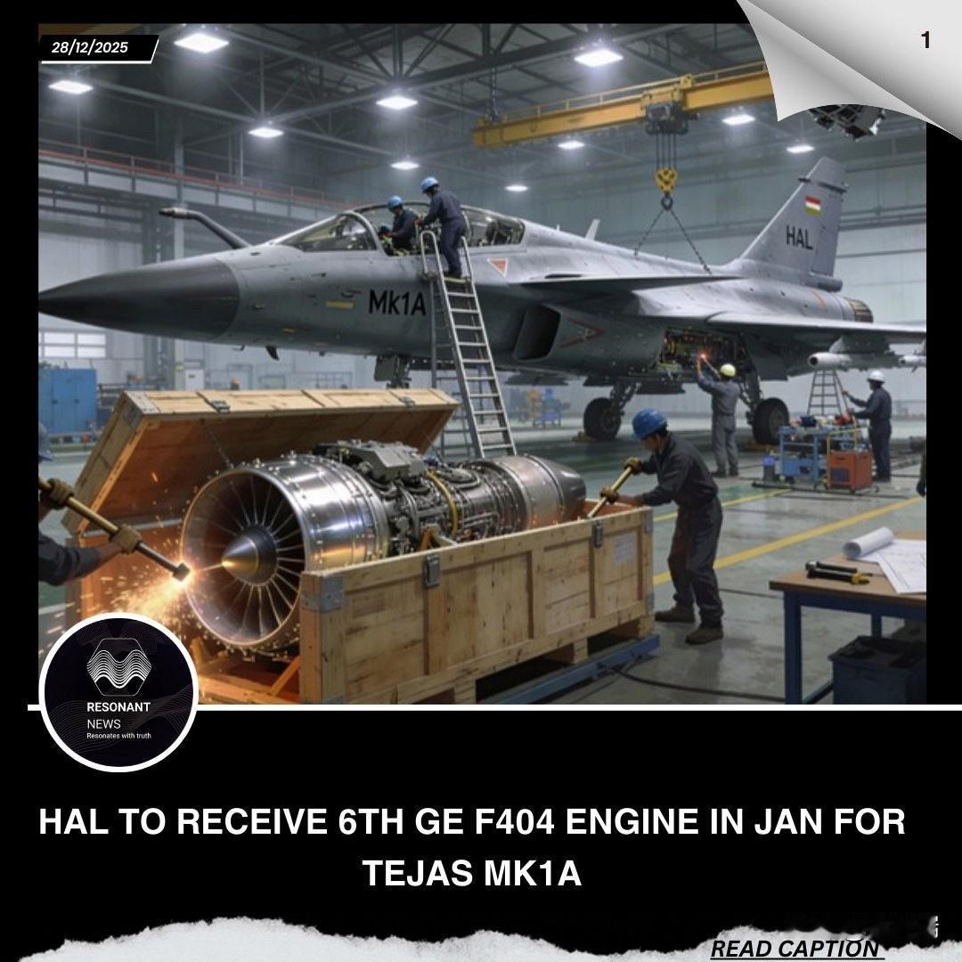 印度斯坦航空有限公司（HAL）预计将于2025年1月中旬接收第六台通用电气（