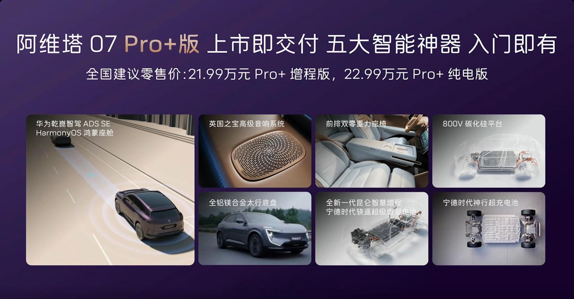 阿维塔07Pro+焕新上市，零售价21.99万起我们关注后续销售情况，智能驾驶