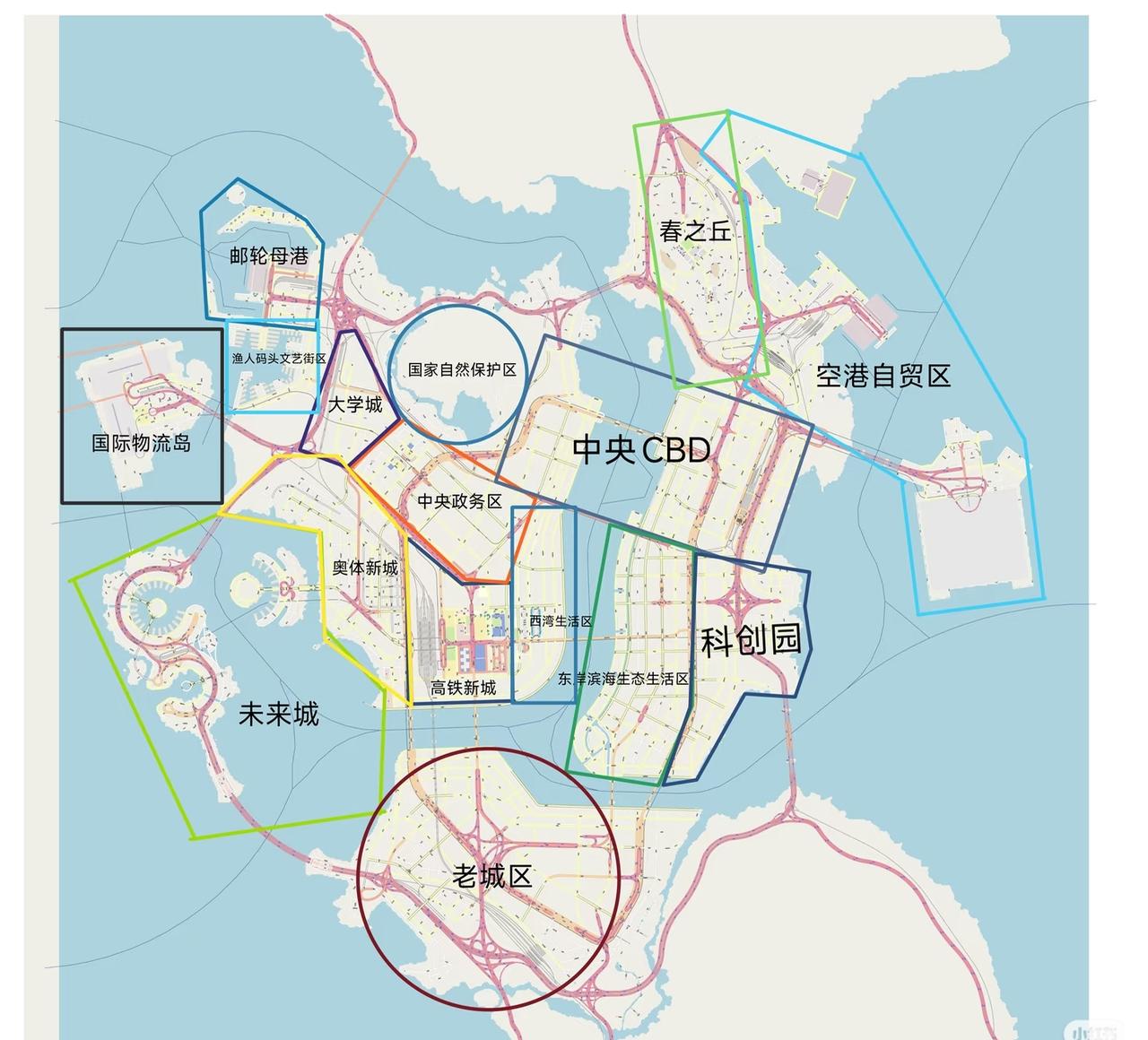 跨海cbd说是。现实中这就是双城了沿海城市不需要中轴线的，比如青岛、大连就没