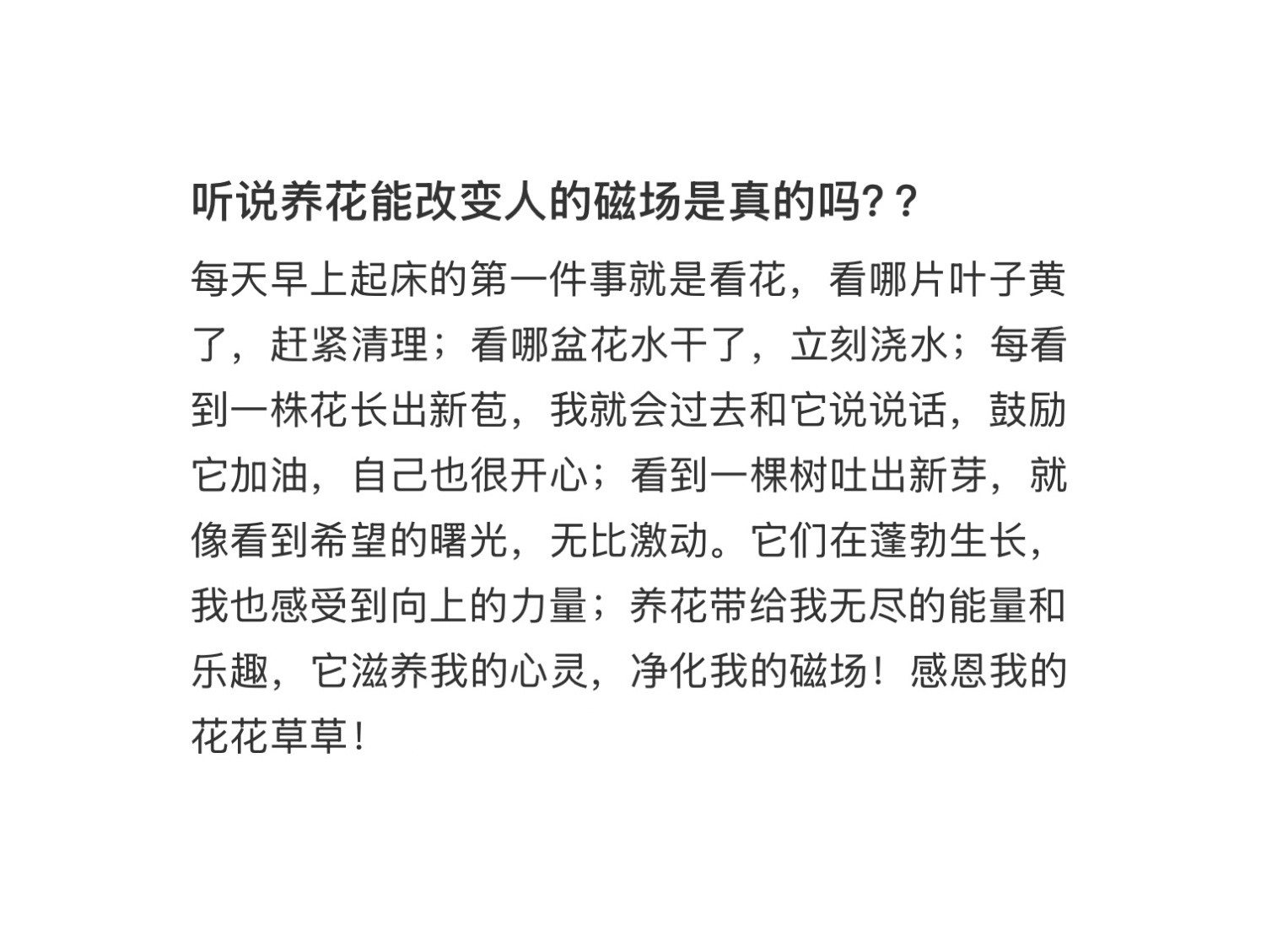 养花能改变人的磁场