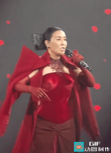 百万战袍翻车？网友：突兀的棱角锋芒毕露那英北京演唱会这身酒红色战袍，一出场直