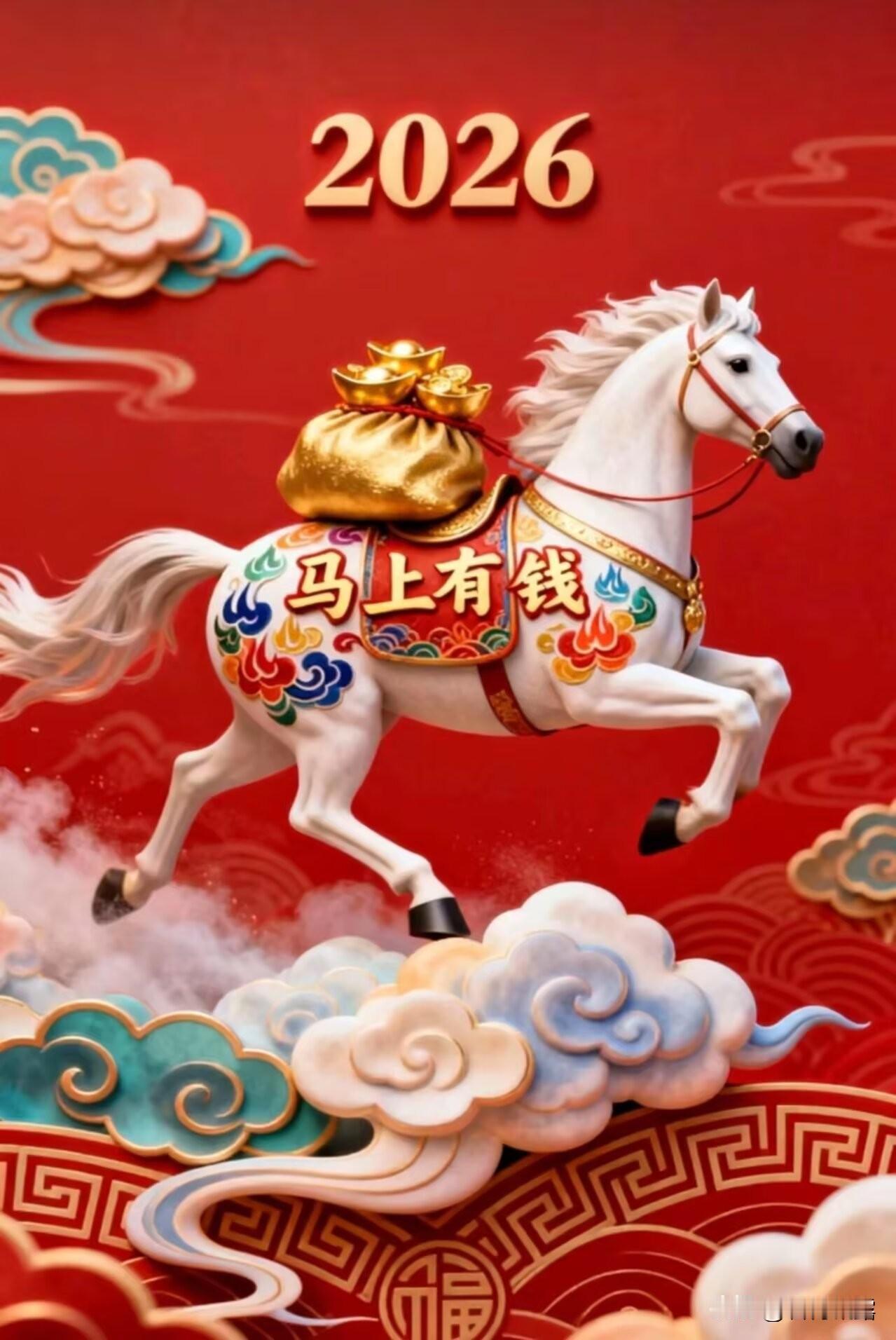 祝你春节快乐，前程似锦，吉星高照，财运亨通，合家欢乐，飞黄腾达，福如东海，寿比南