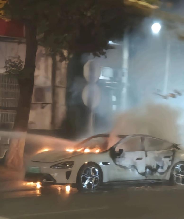 江苏某地，某米蘇七起火燃烧，具体起火原因未知，以后续报道为准！评论区网友吐槽道