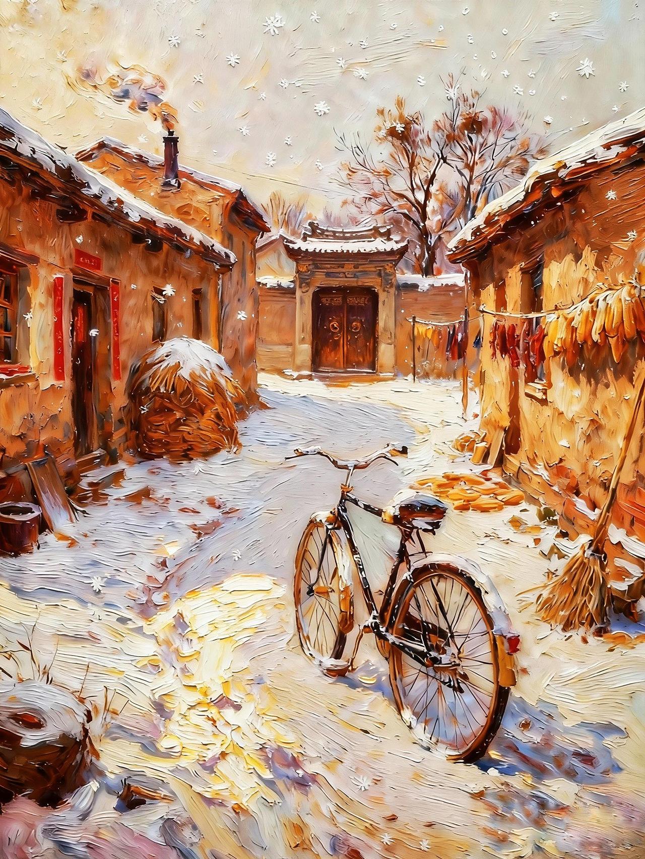 油画唯美作品分享冬季大雪