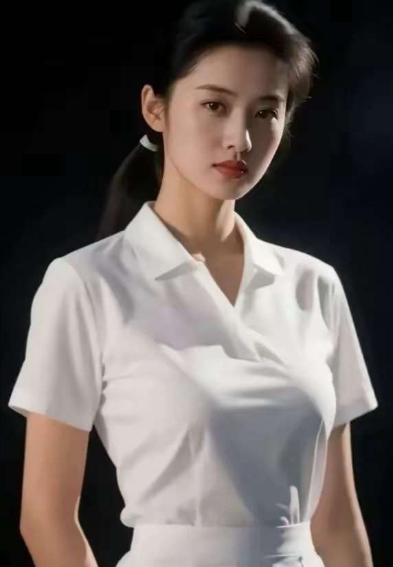 据说是央视主持人，刚进台时的照片，就说美不美。