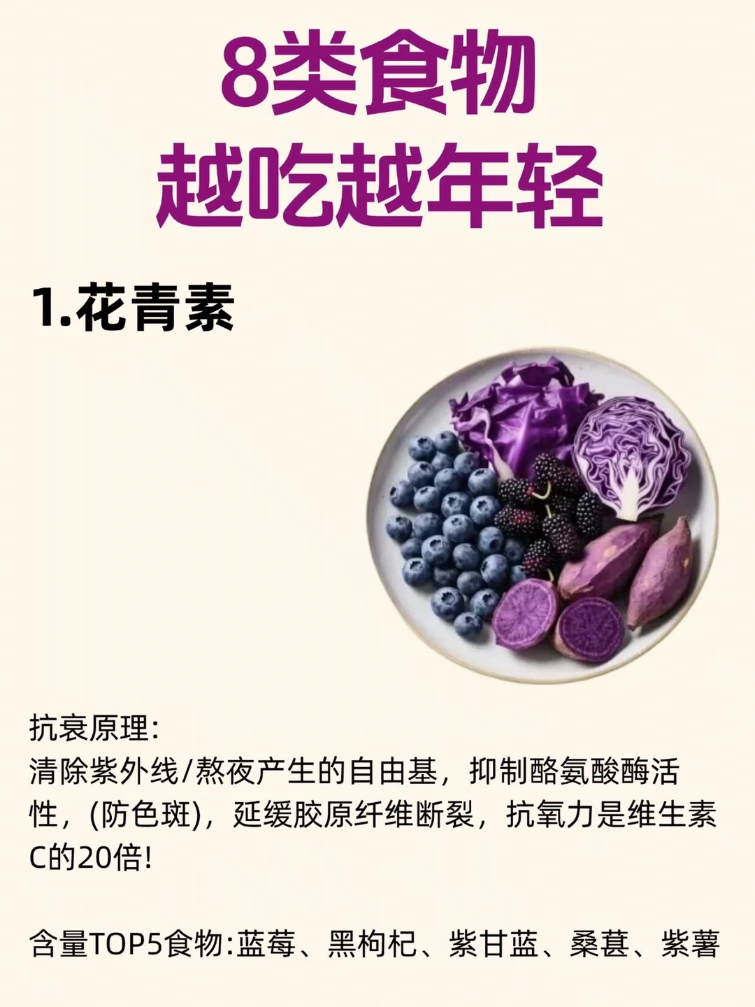 年龄40岁，皮肤20岁，8类食物，越吃越年轻！