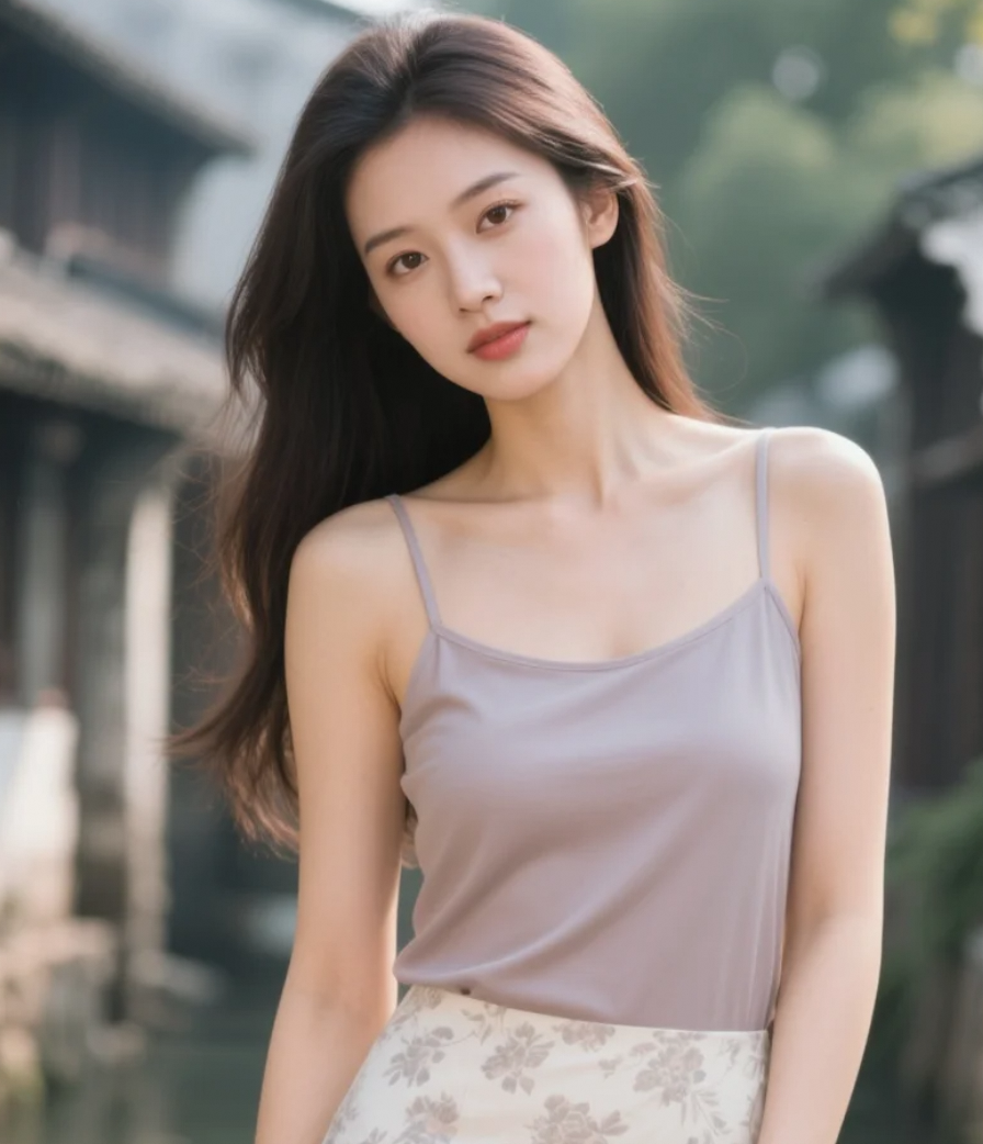 风吹乱发丝，凌乱中更显动人。