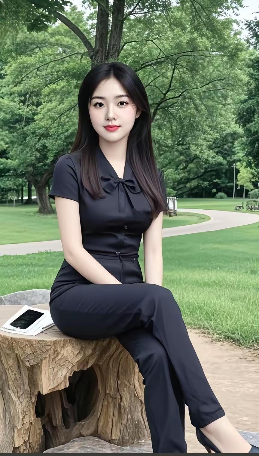 身穿一色青，貌美更年轻。安然园林坐，绝非普通人。