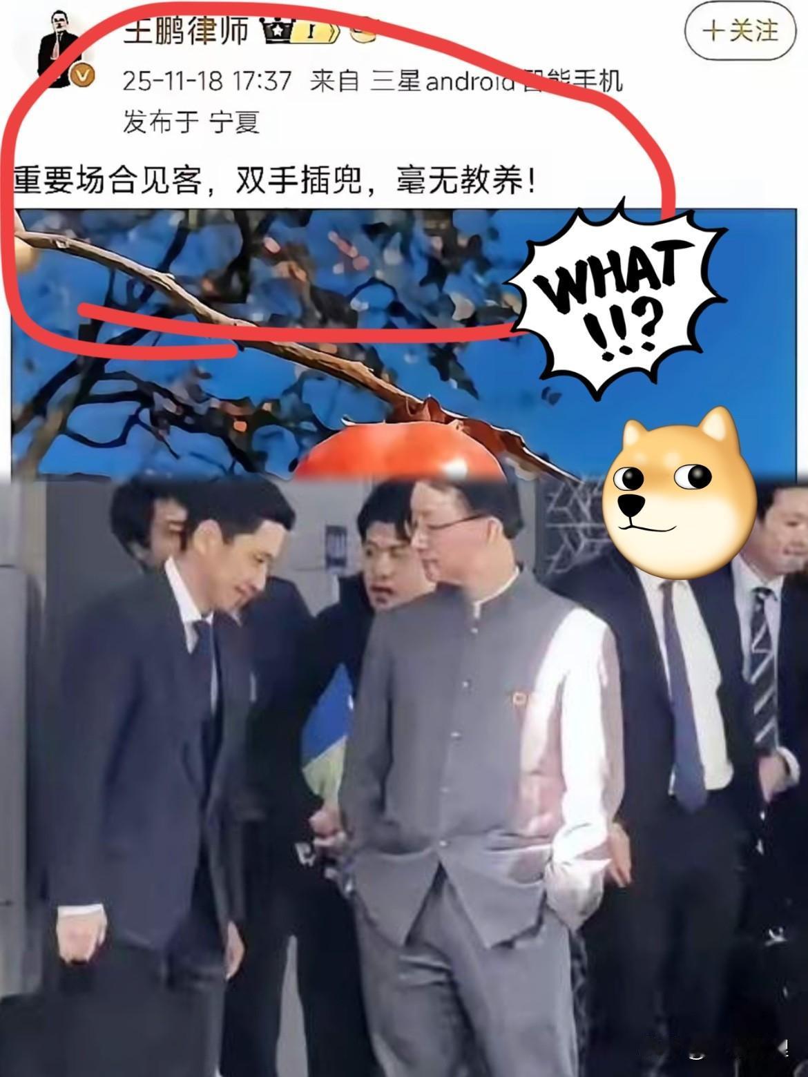 世界之大！可真是什么人都有一叫王鹏的律师竟公然评判刘劲松毫无教养！！这人