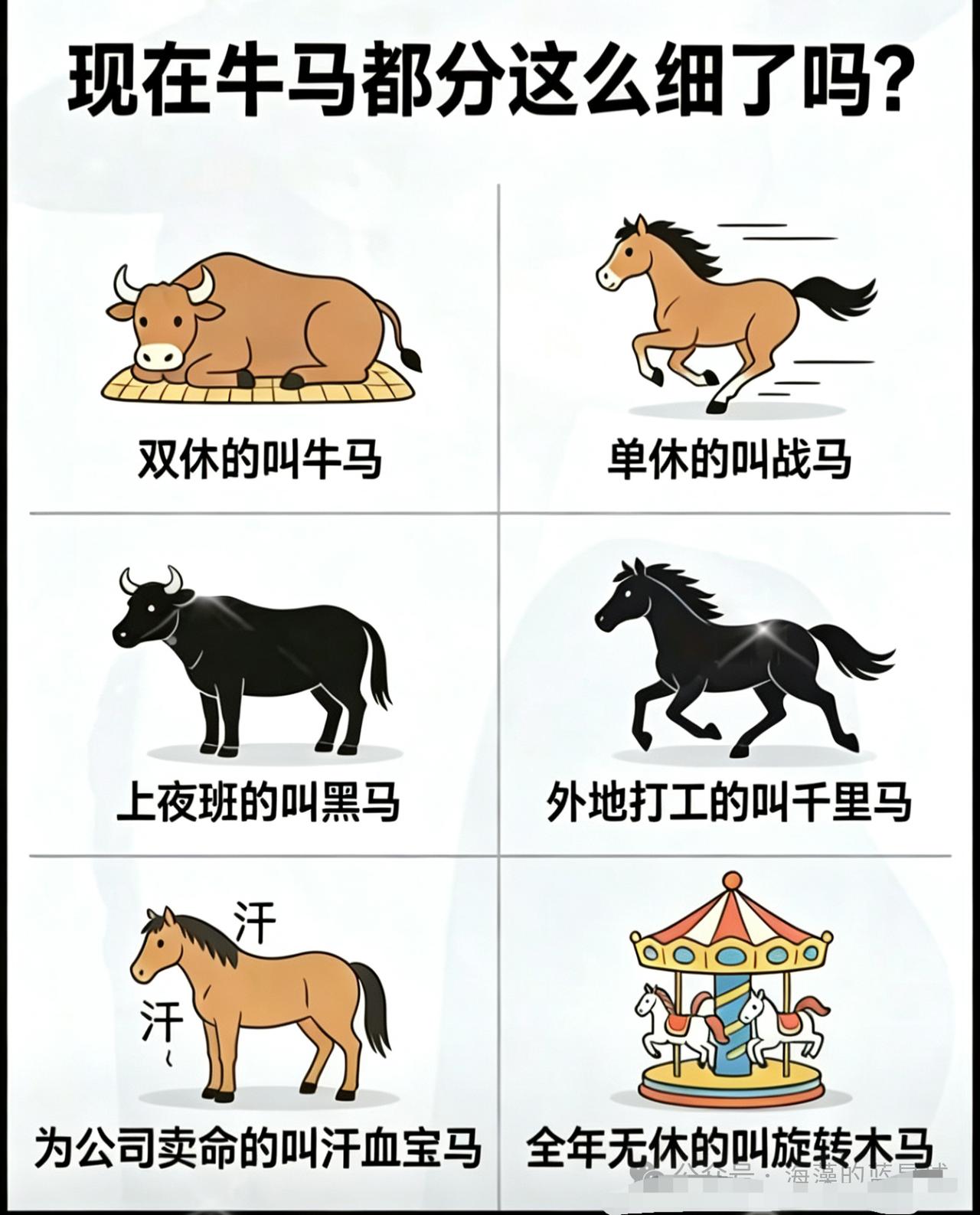 现在牛马也细分了，看看你属于哪种牛马？[笑着哭][呲牙笑]
