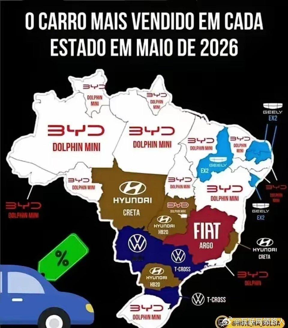 这回轮到海外车主不会选车了！6月巴西新能源汽车市场，销量前三榜单：比亚迪海鸥：6