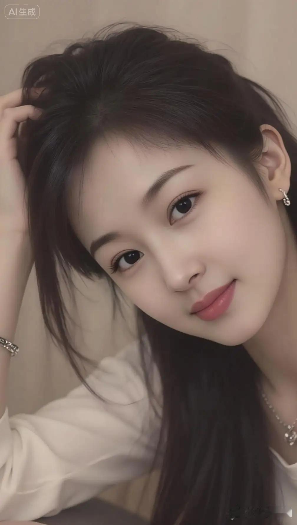 温柔甜美的少女，自然妆容，清新自然。
