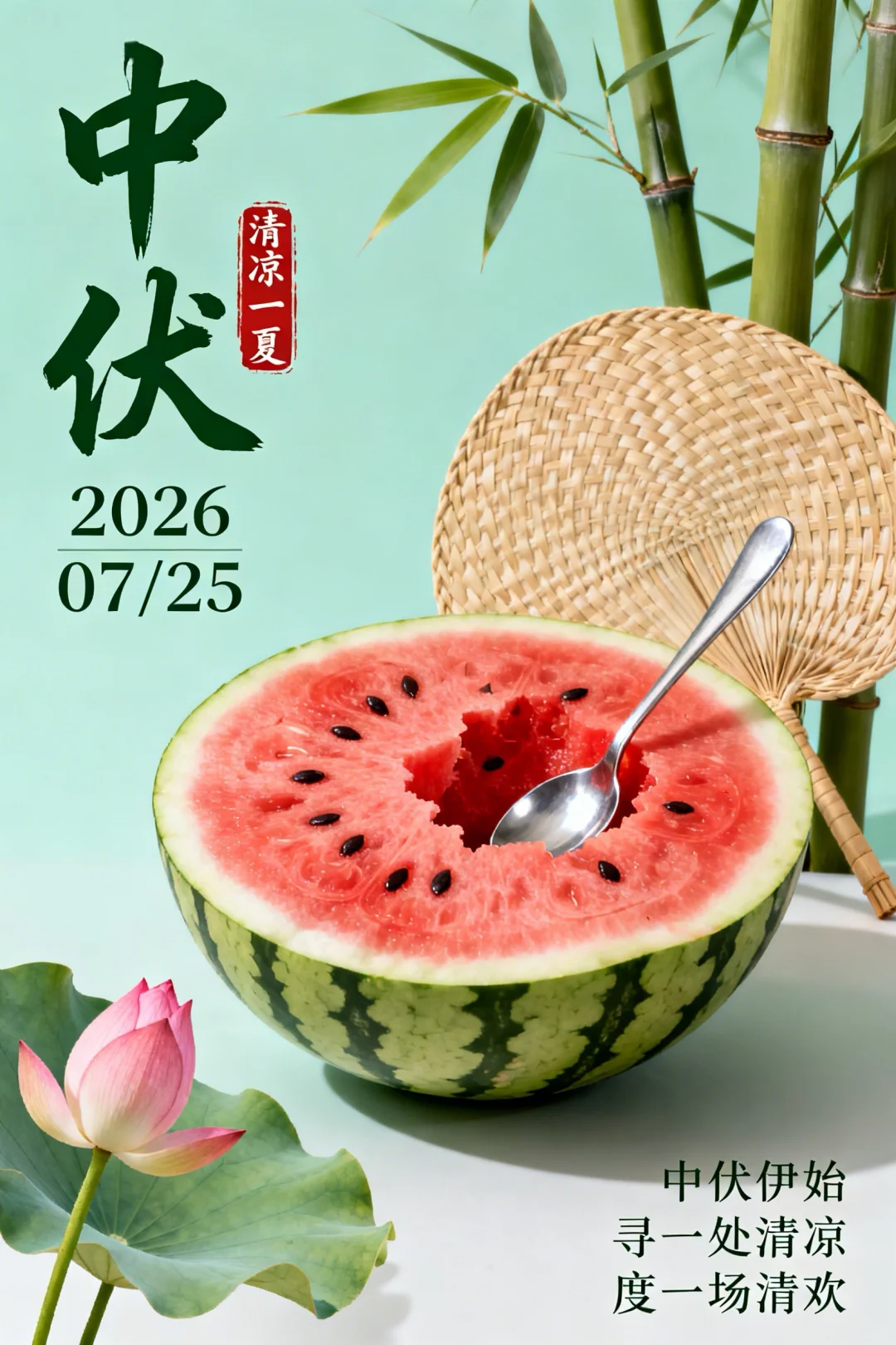 2026中伏图片海报壁纸