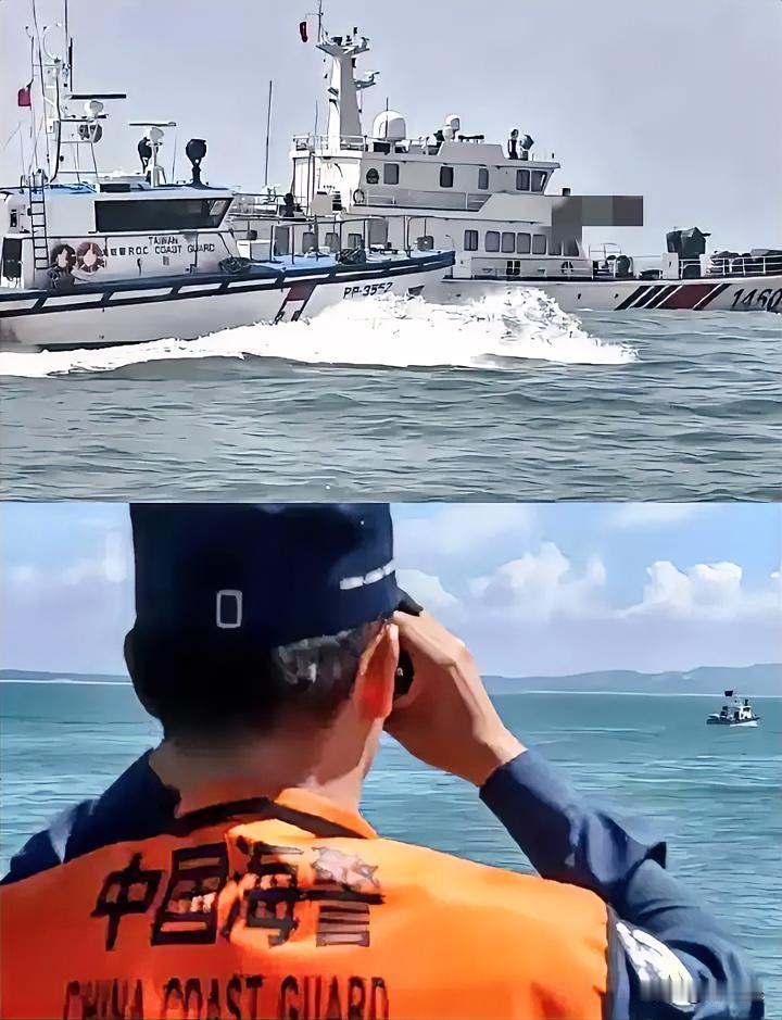 两岸海警再次对峙，约二三十米之时，台“海巡署”叫嚣称：“坚定执法，绝不退让，坚