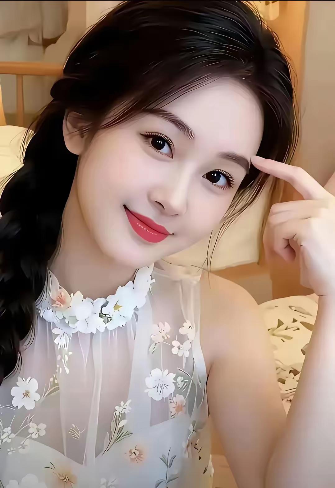 温柔甜美的少女，花裙飘飘，笑靥如花