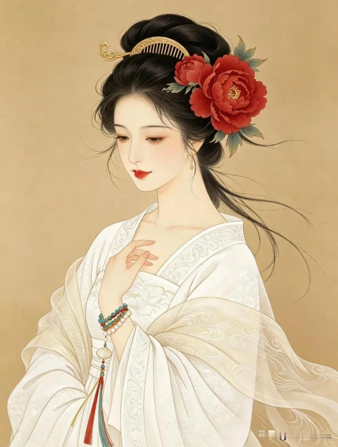 浅黛轻描，古典美人韵自天成。奥黛丽湘、湘莞卿传仕女图分享仕女图古典美人韵