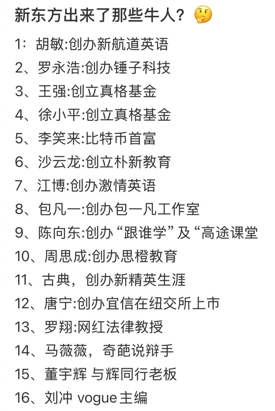 新东方居然出来了这么多牛人，你认识几个？