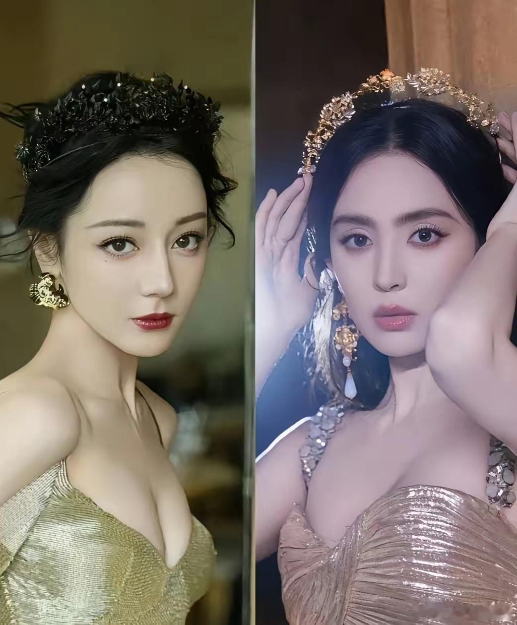 内娱两大顶美女星，你更喜欢谁？左边是迪丽热巴，生于1992年，身高168cm，毕