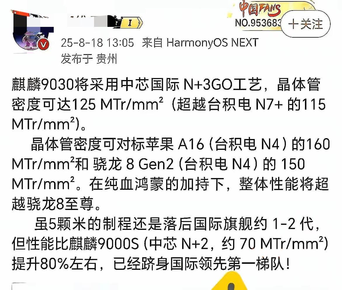 麒麟9030这一回，要逼得整个芯片战场重新洗牌了。​它带着中芯国际N+3工艺