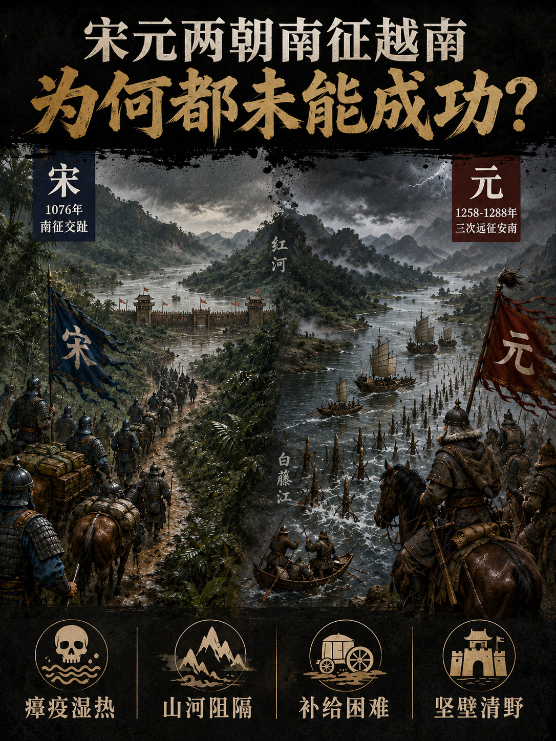 为何宋元时期，都无法攻下越南？Claude对此解答：宋、元两朝虽然一个是相对偏弱