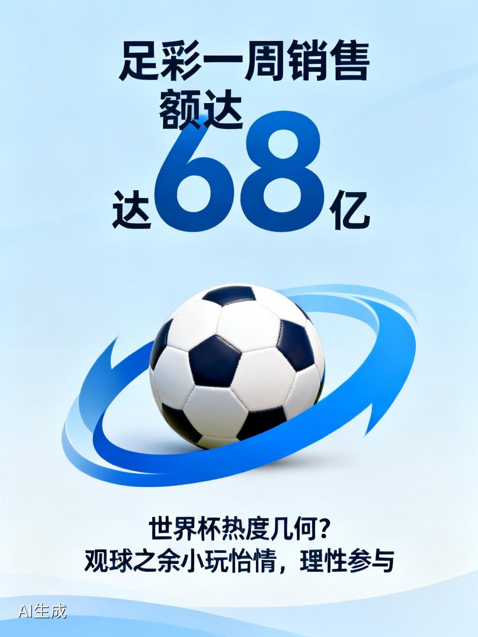 足彩一周销售额达68亿，这数据着实惊人。世界杯热度究竟几何？瞧瞧足彩销量便知