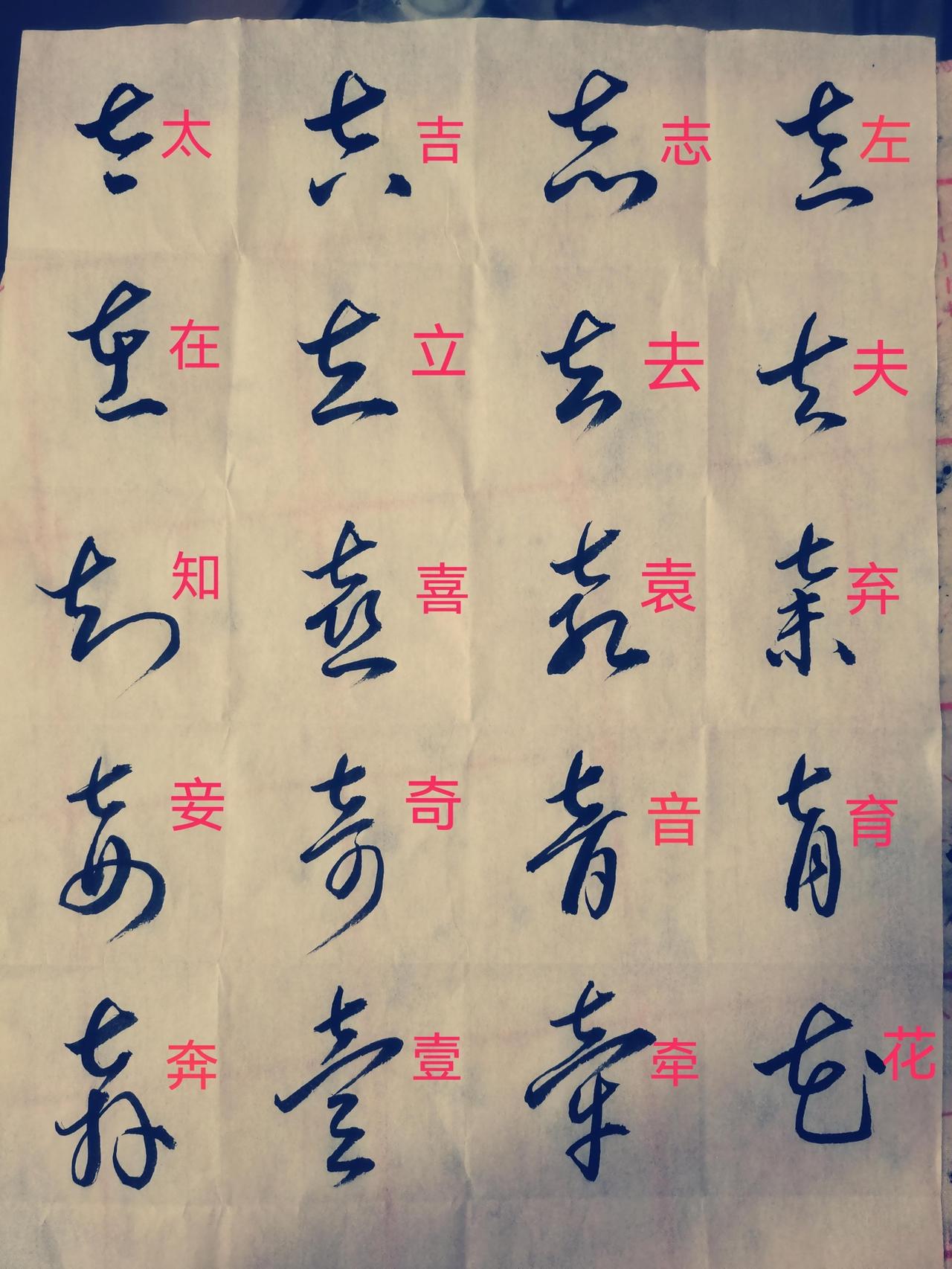 20个带“七”的草书写法，这样总结起来学习会很轻松，很快就能记住二十个字的写法了