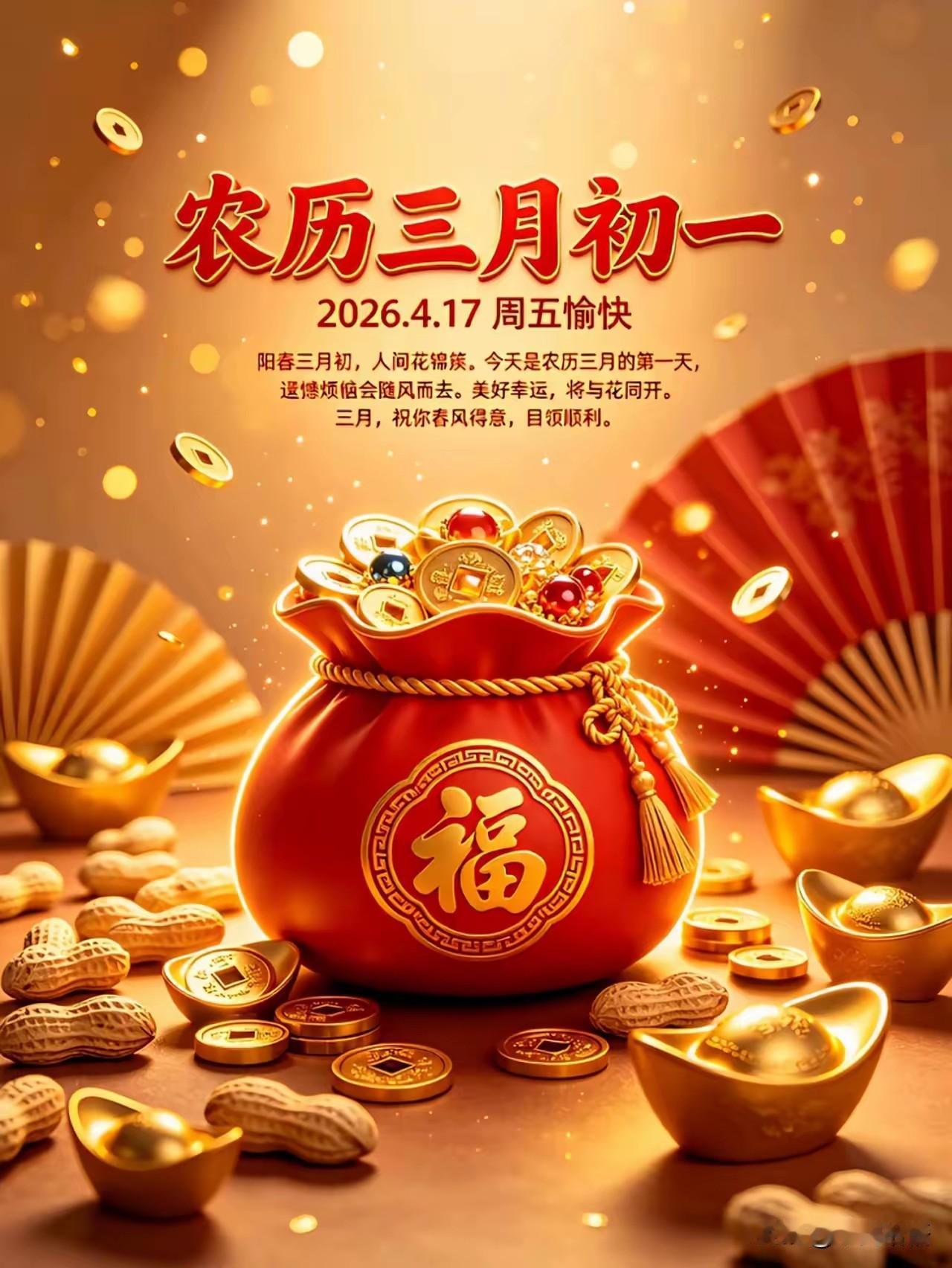 三月初一朔日，做好三件事，福旺财旺全家旺今天是农历三月初一，丙午马年的首个