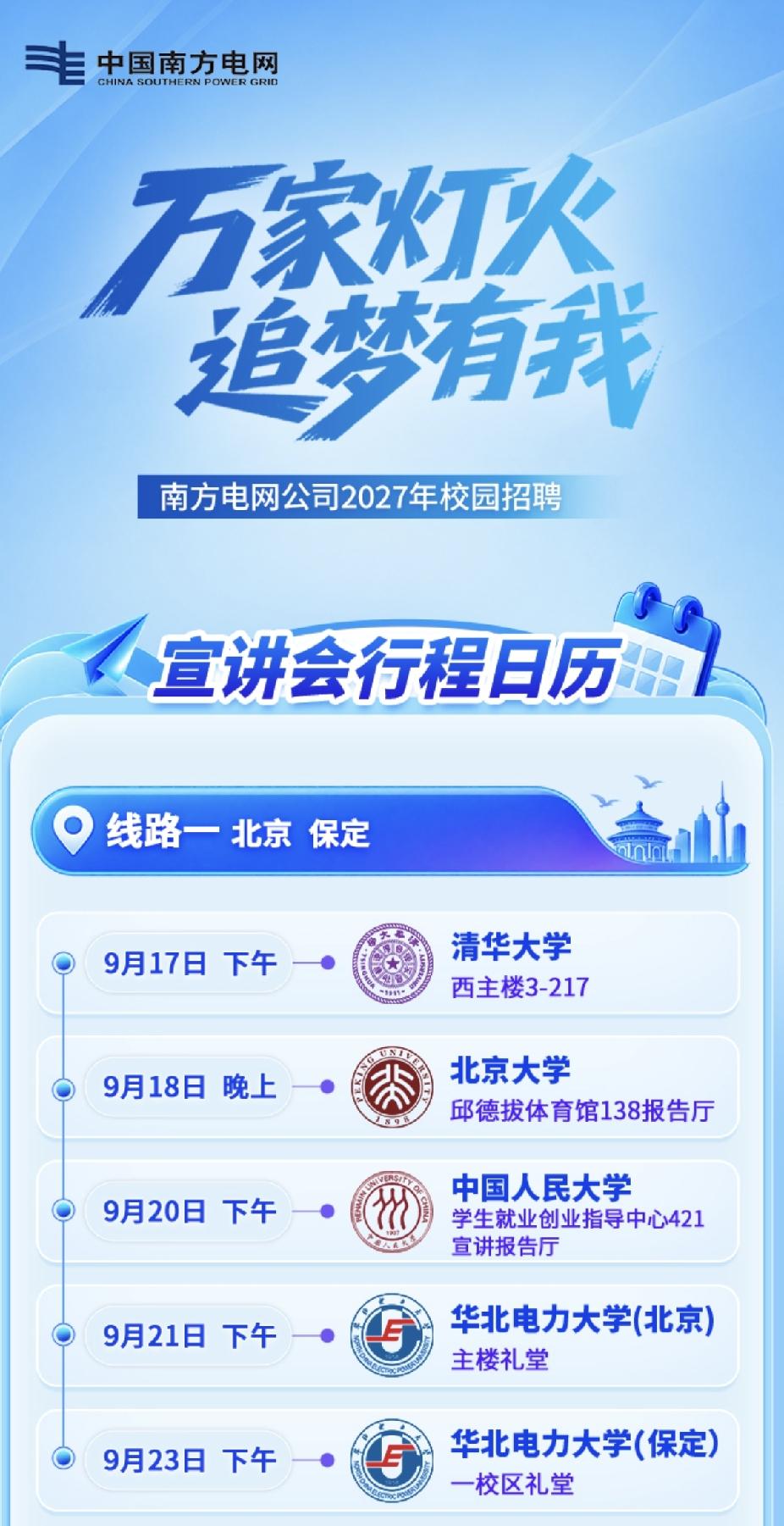 南方电网2027年校园招聘宣讲会，去的学校都是985。从南网电网2027年宣