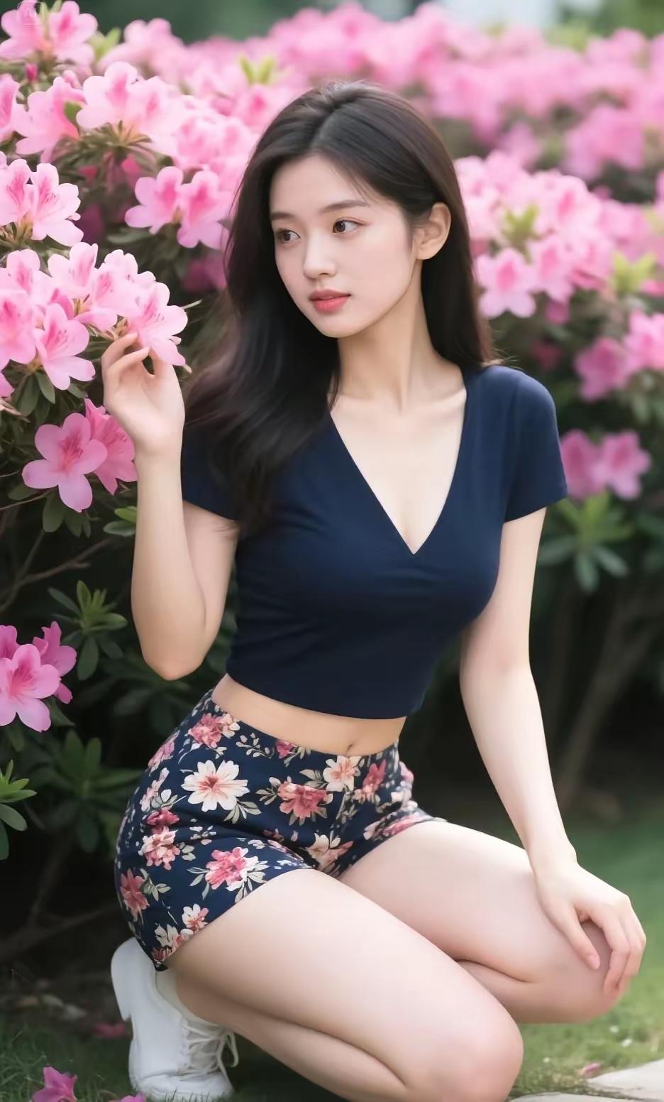 千丛锦簇一园开，万点娇红醉眼来。蝶舞翩跹难辨处，美人含笑入花台。