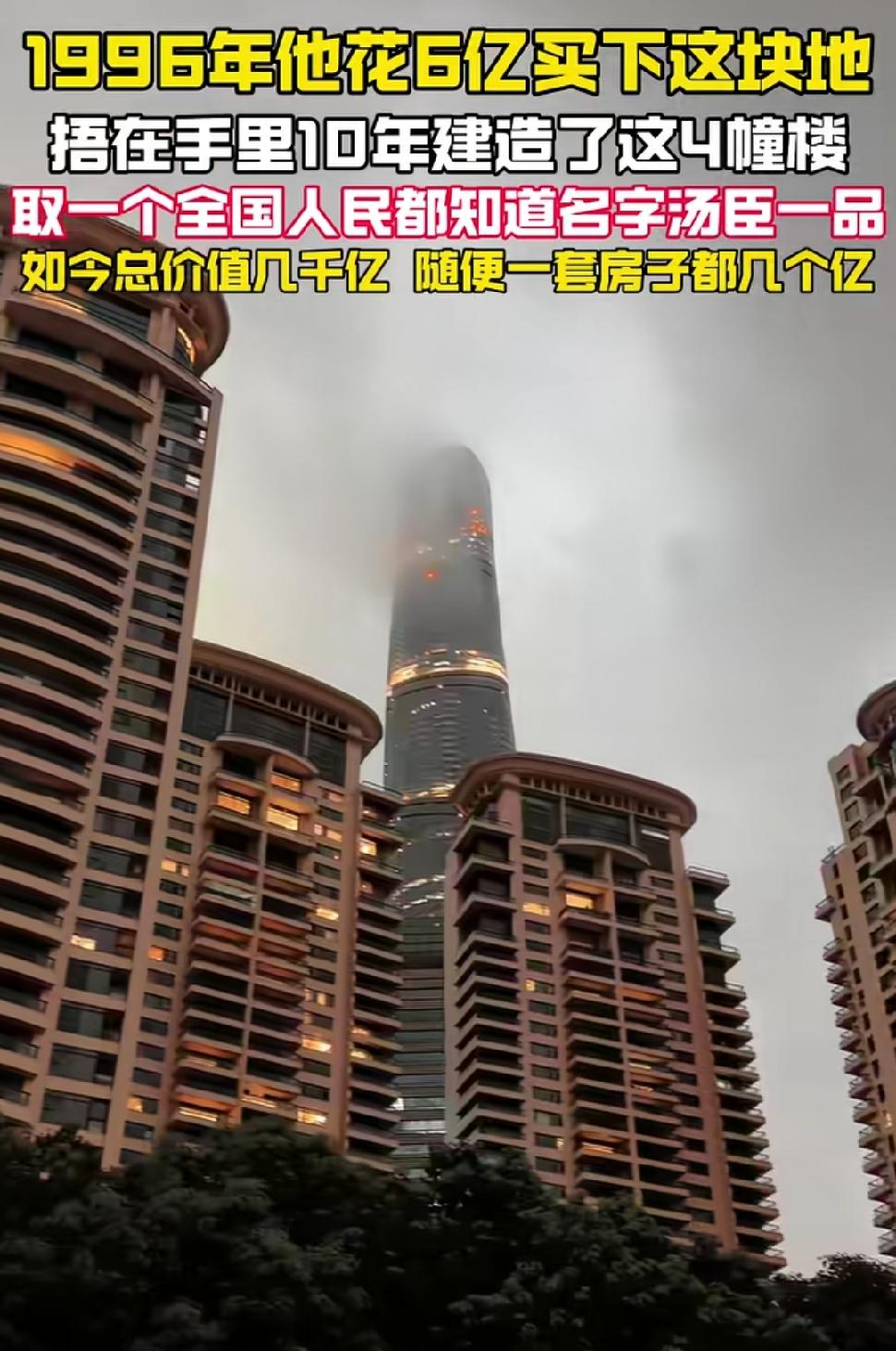 1996年，汤臣集团创始人汤君年豪掷6亿，在上海陆家嘴拿下汤臣一品所在地块