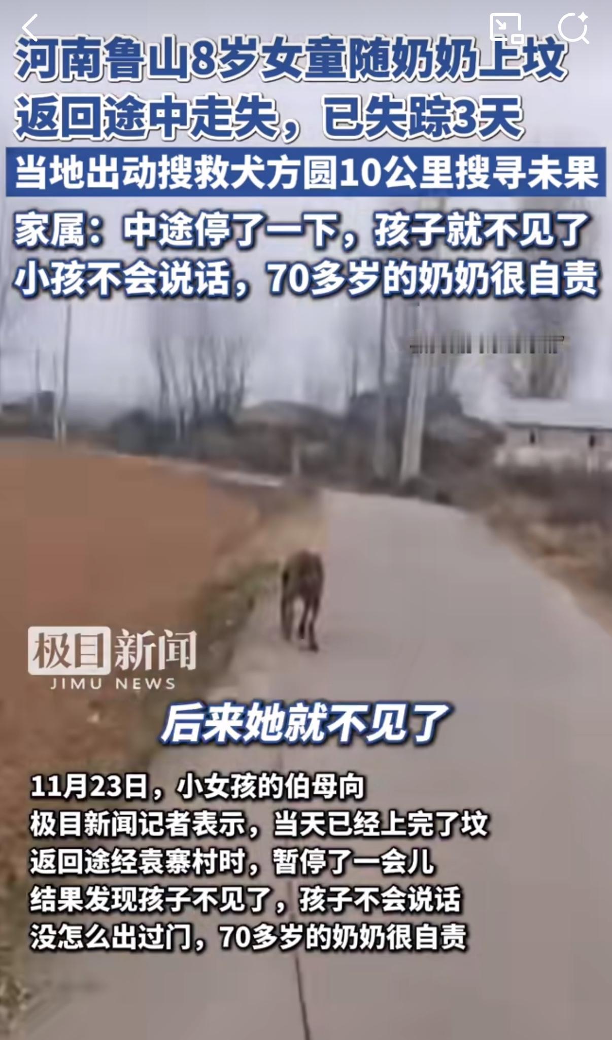 八岁不会说话的智力障碍女童，跟着七十多岁的奶奶上坟，转眼就没了踪影，这事想想都让