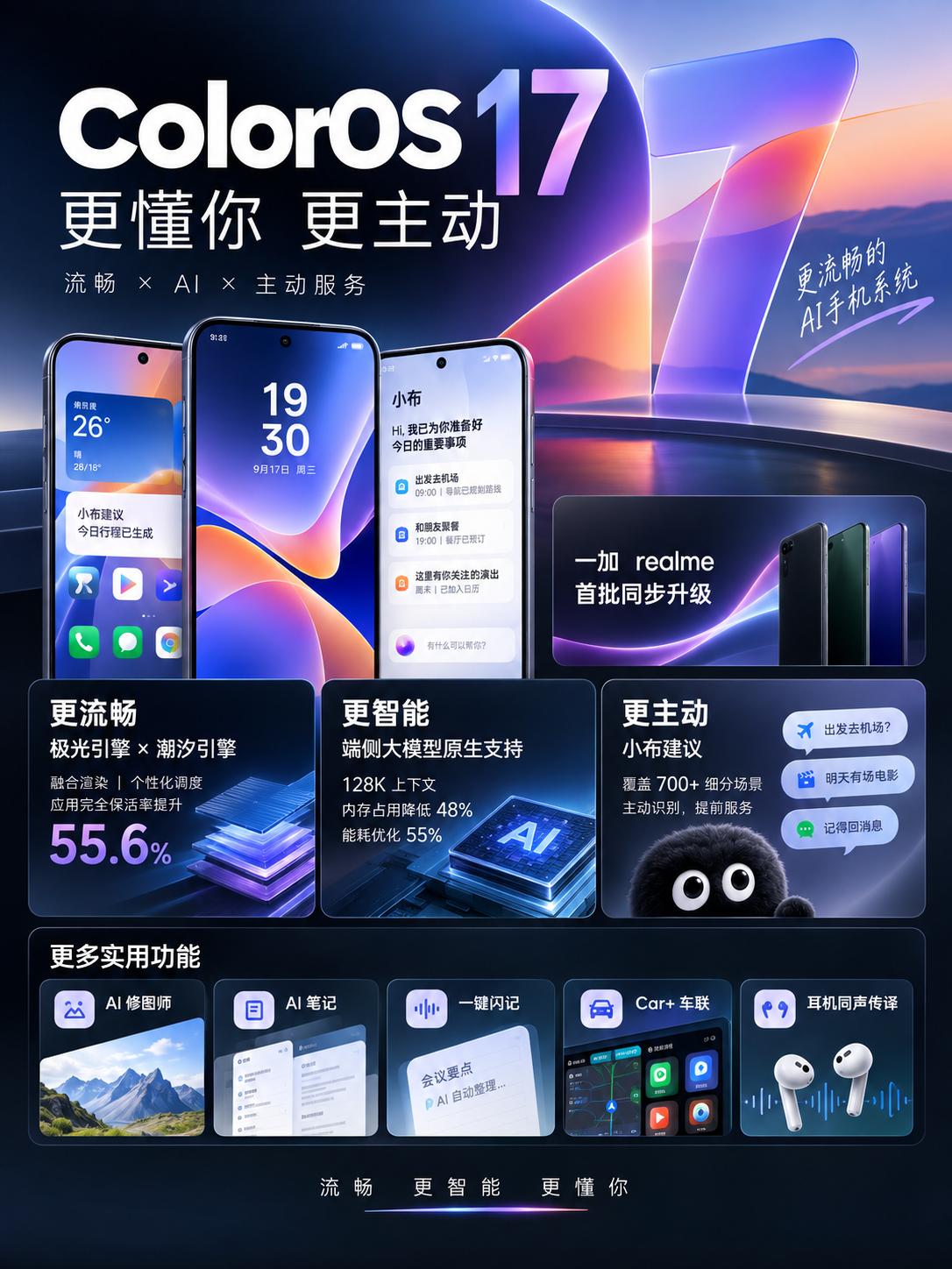 ✨这次ColorOS17发布，算是把系统AI往“主动服务”的方向又推了一步。