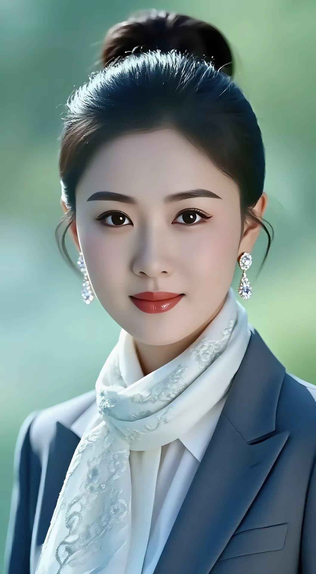 优雅职场风，精致妆容，闪耀耳环，自信微笑