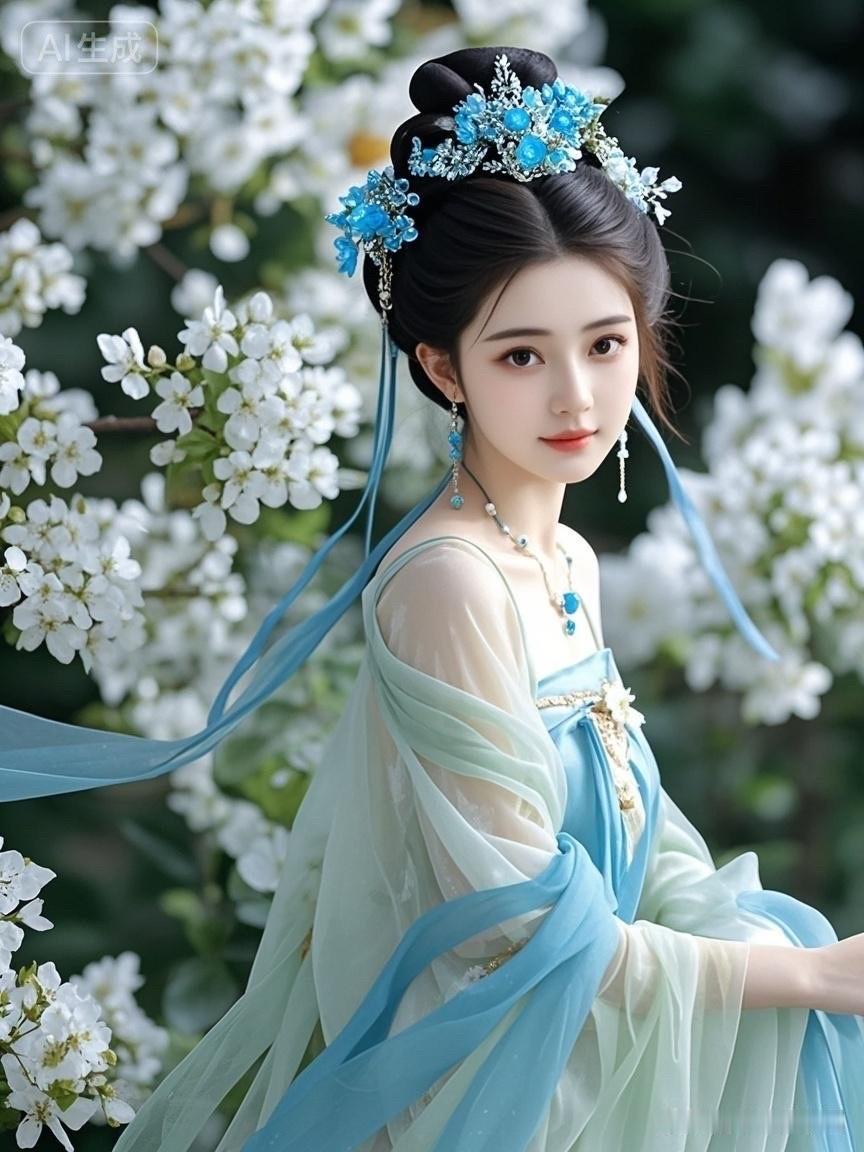 梦幻古风少女，花海中的仙子