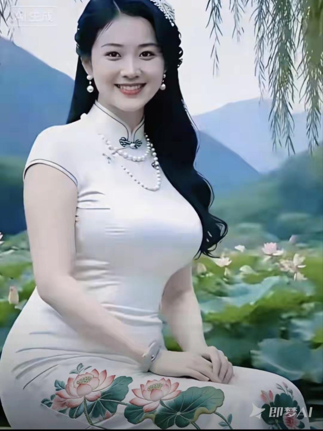 佳人雅韵远山含黛柳丝柔，笑靥如莲映眼眸。步婉颦娇倾国色，清风一缕韵长留。