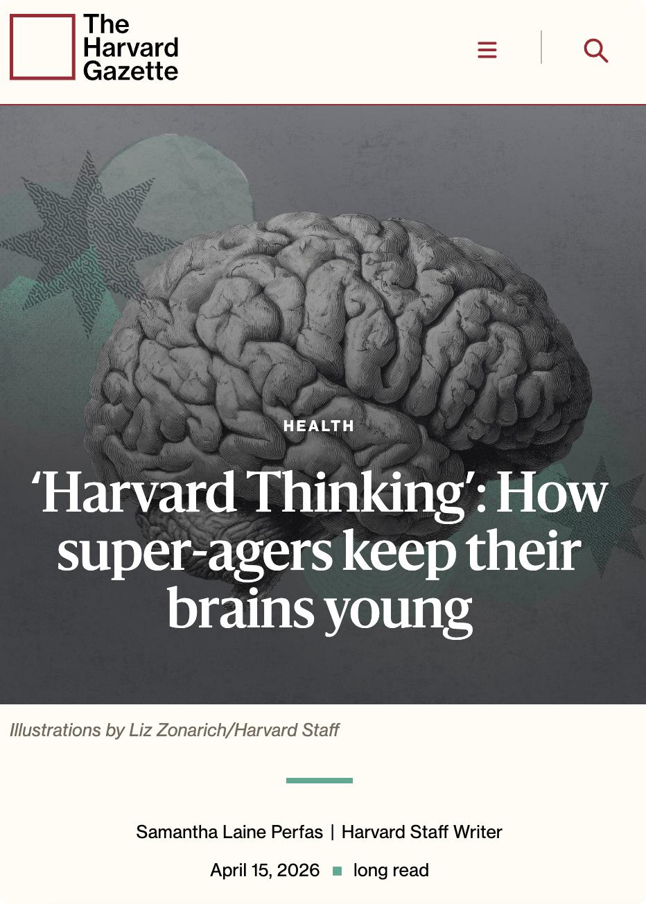 外媒：哈佛专家在播客中解析"超级老人"现象：这些65岁以上人群拥有与25岁年轻人