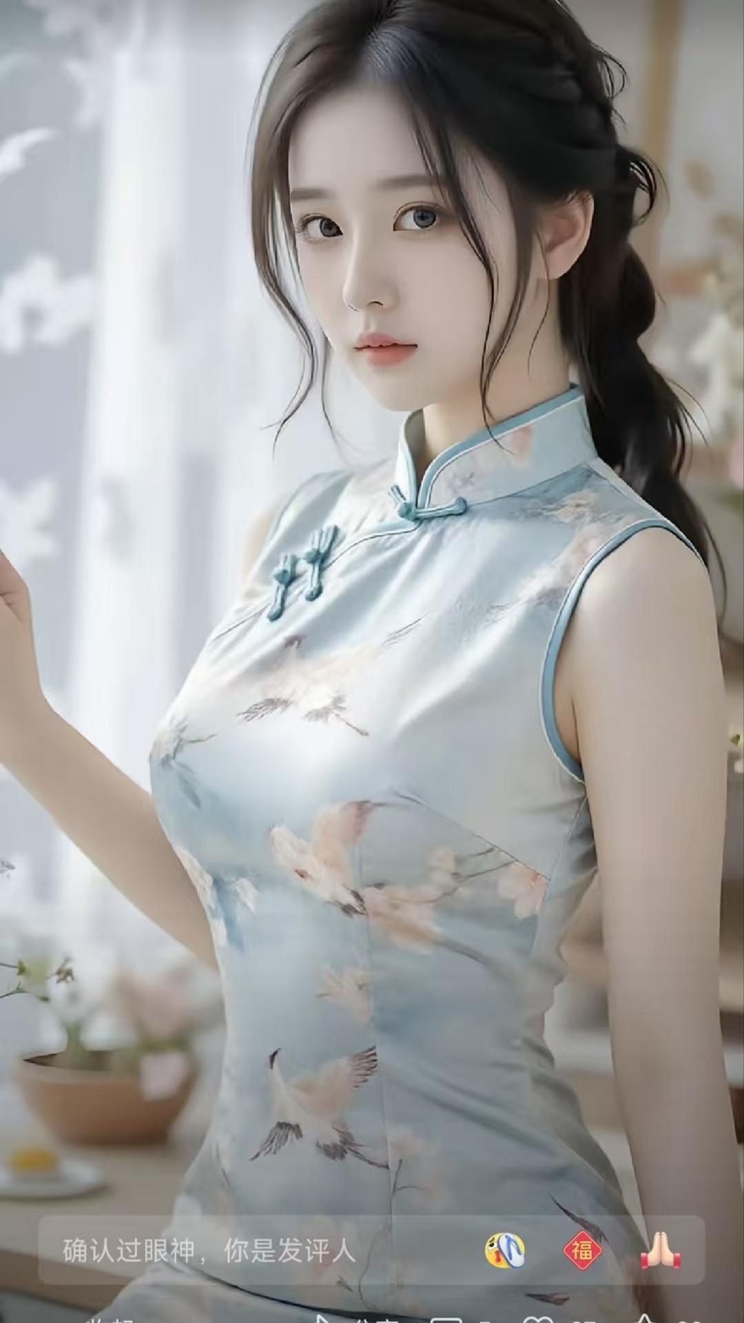 天净沙·旗袍吟水沉尺素裁绡，鹤翎针脚藏潮。廊下光阴驻了。斜阳偏照，花棱