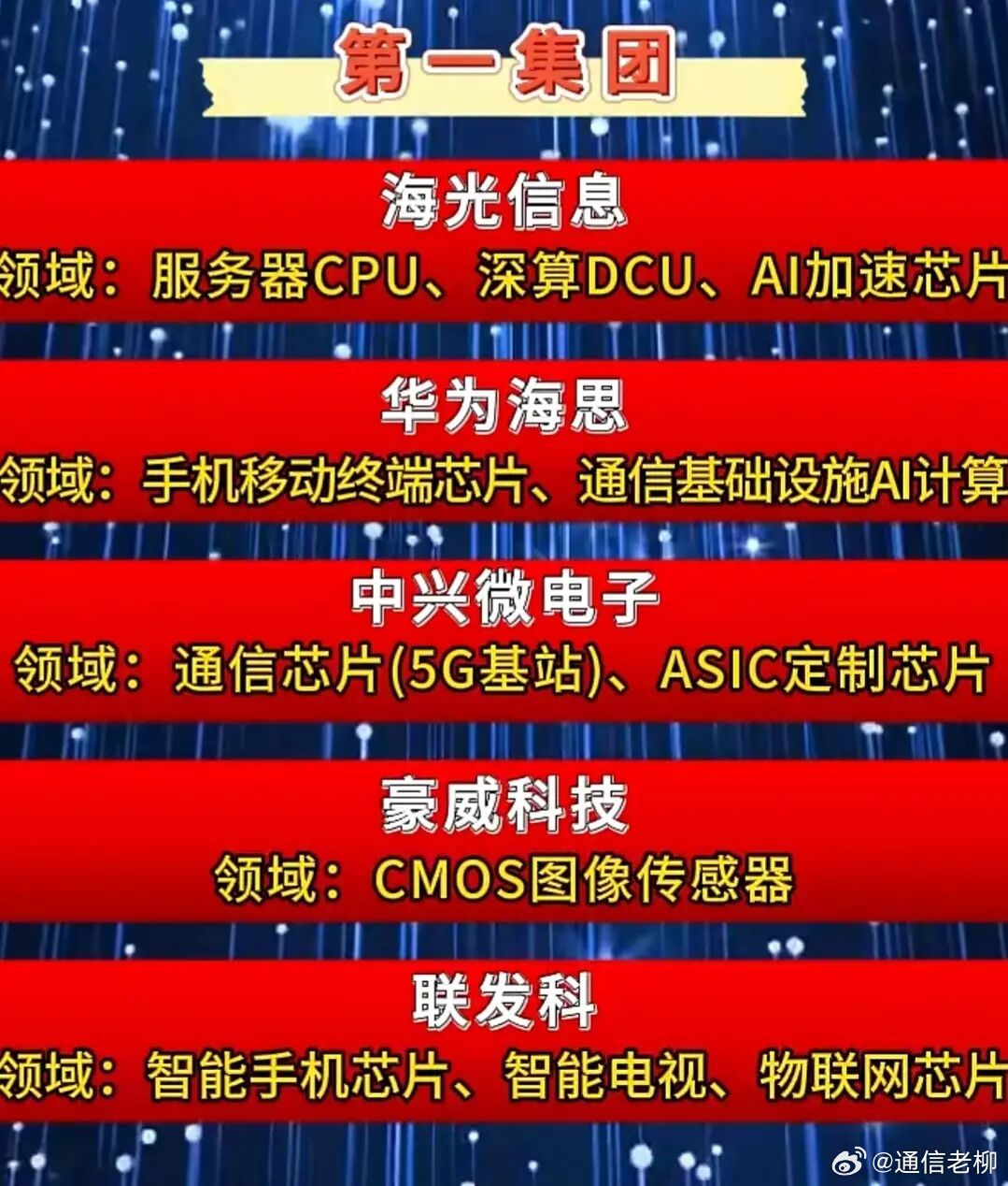中国芯片产业链不同分类中的领头羊，国之重器！​​​