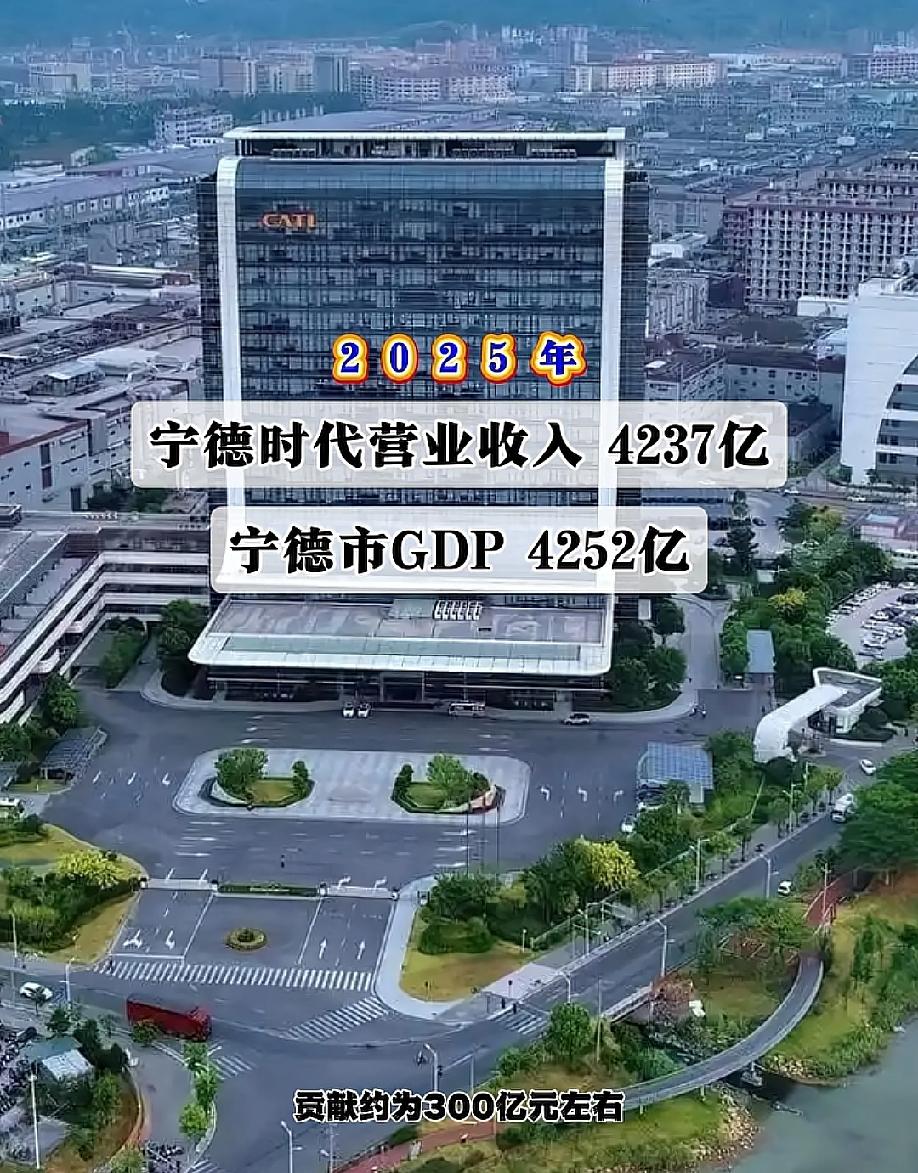 GDP与营收的区别!福建宁德市GDP为4252亿，而宁德时代营收为4237亿。
